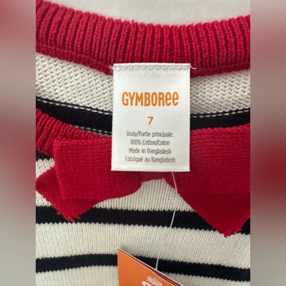 NWT GYMBOREE Red Navy White Striped Sz. 7 Long Sleeve Casual Cotton Dress!